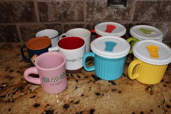 Multi Colored Corningware Mugs With Lids