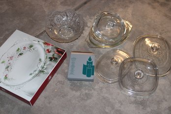 Glass Platter And Pyrex Replacement Lids