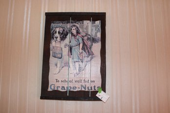 Vintage Grape Nuts Add On Wood Slats Wall Art