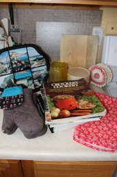 Cookbooks, Oven Mitts, Cutting Block And More
