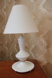 Vintage Hobnail Milk Glass Table Lamp #2