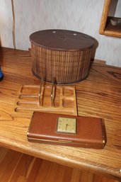 Vintage Farrington Texol Leather Case With Clock