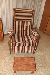 Striped Velour Arm Recliner Chair