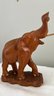 Solid Teak Wood Hand Carved Trunk Up Elephant Statue
