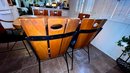 VINTAGE 60'S IRON & WOOD TABLE & CHAIRS DESIGNED BY RICHARD MCCARTHY FOR SELRITE