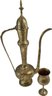 Brass Sarner Teapot And Brass Goblets - LARGE VINTAGE INDIA BRASS EWER VESSEL PITCHERS TEA COFFEE POT ETCHED