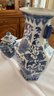 Vintage Chinese Blue White Porcelain Large Hexagonal (6 Sided) Vase MINT! & Chinese Ginger Jar