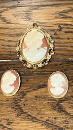 Cameo Pendant With Complimentary Earrings