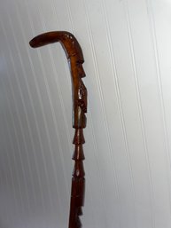 American Folk Art Carved Wood Walking Stick