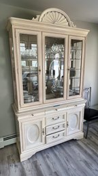 French Country White China Hutch