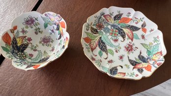 20th Century Antique Japanese Hand Painted AFC Plate And Bowl