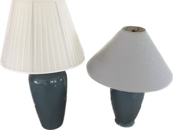 Blue Ceramic Table Lamps Lot Of 2
