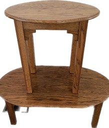 Solid Oak End Table And Coffee Table