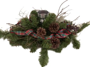 Gorgeous Holiday Pine Centerpiece With Candle Holder
