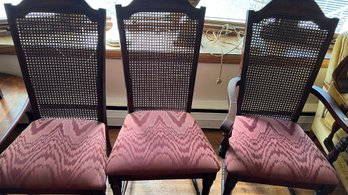 French Country Walnut Cane Back Upholstered Seats LOT OF 6!