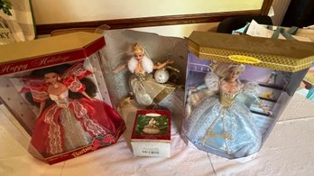 Holiday Barbies NEW IN BOX! And Barbie Hallmark Keepsake Ornament