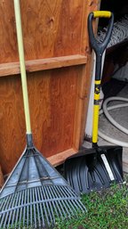 Lawn Rake, Snow Shovel And Gas Containers