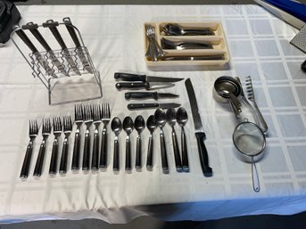 Large Silverware, Knife And Measuring Cups Collection