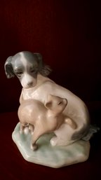 1987 NAO By Lladro Dog And Cat In Harmony #1048 4.5
