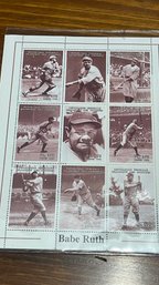 Babe Ruth Collectible Stamps With Certificate Of Authenticity