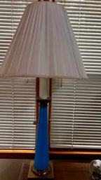 French Blue Opaline Lamp
