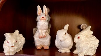 Italian Red Clay Terracotta Bunny Rabbits Collection Lot Of 4!