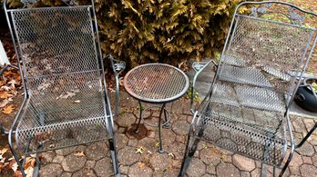 Vintage Wrought Iron Steel Rockers And Table