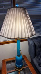 French Blue Opaline Lamp