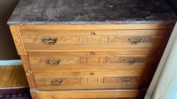 Vintage Eastlake Chest Of Drawers With Marble Top