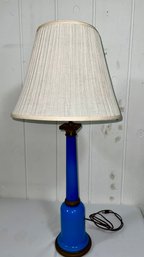Vintage French Blue Opaline Table Lamp