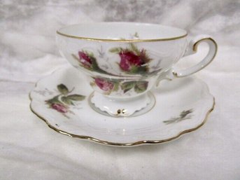 Occupied Japan Ohata China ' Victoriana Rose ' 3 Tea Cups, Saucers And Bread Plates 9 Total