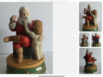 Porcelain With Music  Box Child Santa Claus Christmas Heirloom Musical Figurine 7' - Nice Lot Of 5 Items!