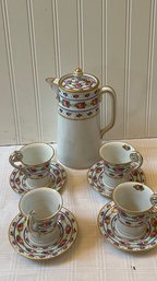 Vintage SAXE CHINA Pot, Cups And Saucers Set LATE 1800s