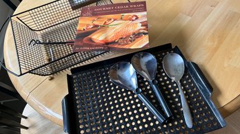 Grill Grate, Serated Serving Spoons And Gourmet Cedar Wraps
