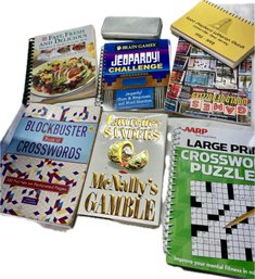 Collection Of Puzzle Books, Reference And Box Of Games Including Jeopardy!