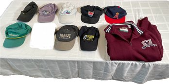 Assorted Baseball Caps And Golf Pullover
