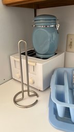 Toaster, Dish Drying Rack, Paper Towel Holder