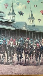 Gorgeous Horse Racing Print Kentucky Springtime By C.W. Vittitow Derby Horses Balloons Twin Spires