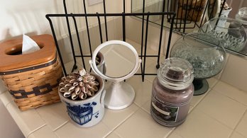 Yankee Candle, Longaberger Tissue Holder Basket, Small Vanity Mirror