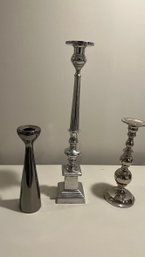 Large Silver Finish Candle Holders