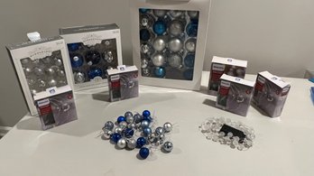 Holiday Ornaments Blues And Silvers