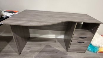 Gray Woodgrain Desk With Drawers