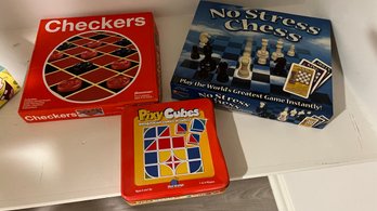 Board Games No Stress Chess, Checkers And Pixy Cubes