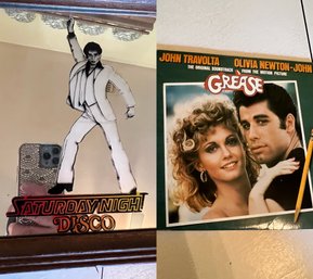 Grease Album And John Travolta Saturday Night Fever Mirror