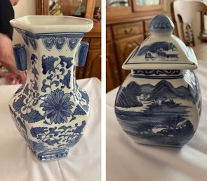 Asian Style Vases And Gurgle Pitcher