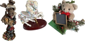 Carousel Horse Statue,  Christmas Teddy Bear And Moose Statue ABSOLUTELY ADORABLE!