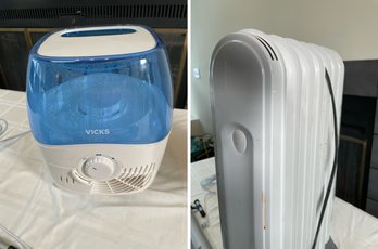 Vicks Cool Mist Humidifier, Space Heater, And Vivitar Tripod