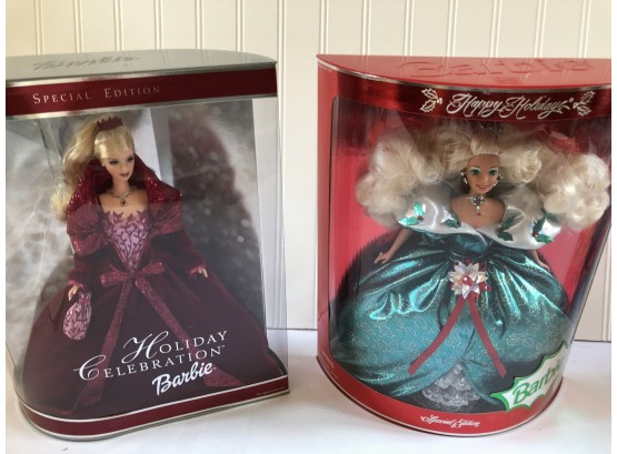 Holiday Celebration Christmas Barbies New In Box Lot Of Two