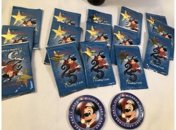 Disney Trading Cards, Coke Bottle And Christmas Buttons