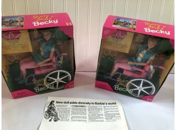Share A Smile Becky Doll -  Barbie Doll Adds Diversity To Collection Lot Of 2 New In Box